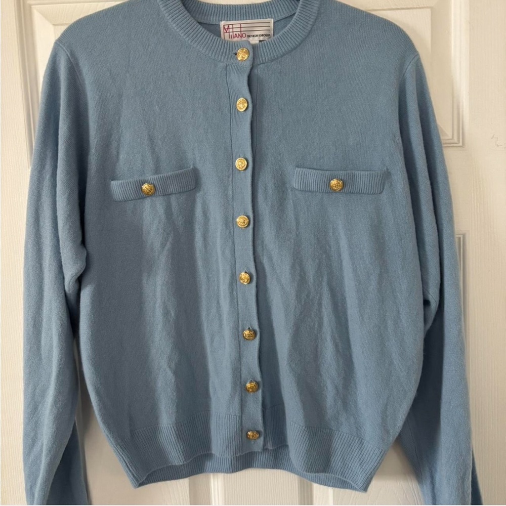 Blue and gold vintage cardigan